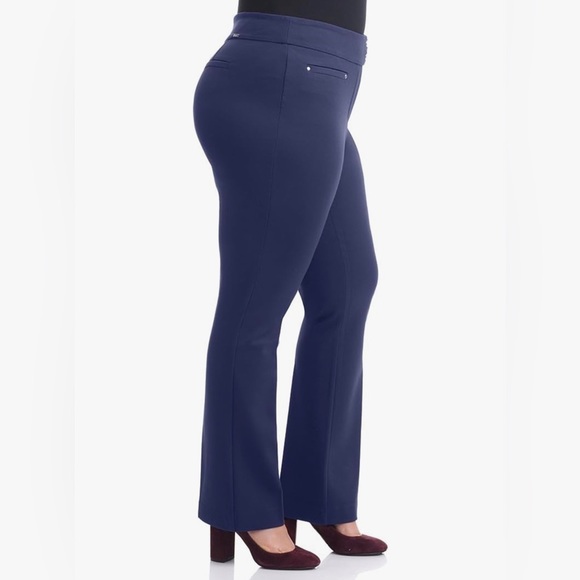 Rekucci Curvy 14W Secret Figure Knit Straight Navy Pant W/Tummy Control - Picture 2 of 5